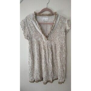 Bathing Suit Coverup * Goa Beachwear by Japna Medium Women's Tan White Fringe